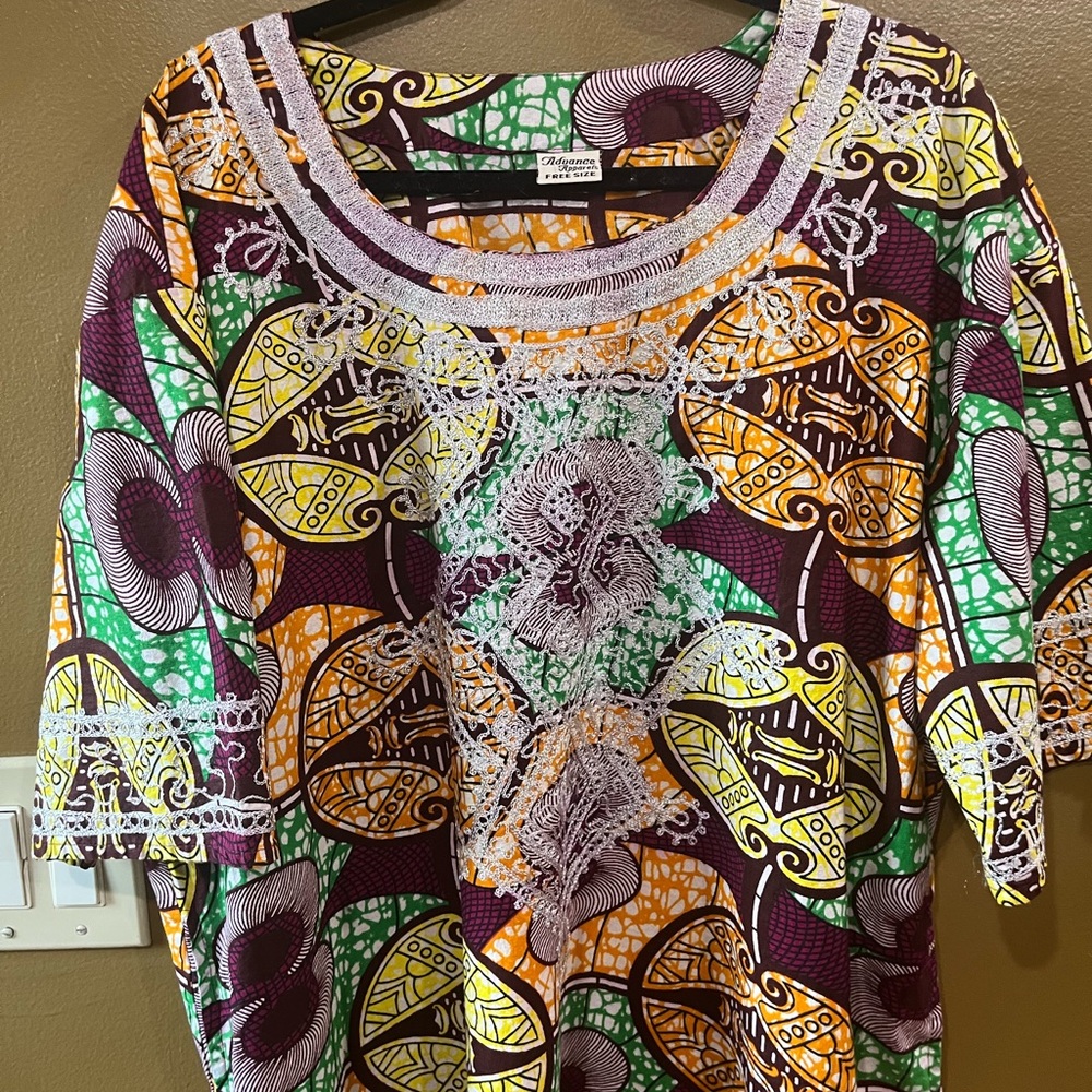 Advance Apparel African print dress with pockets free size - Picture 4 of 10